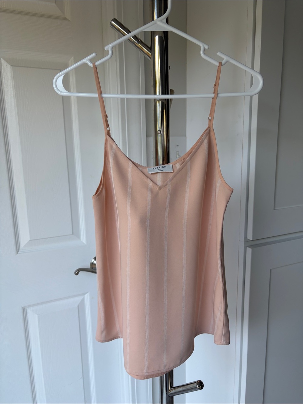 Babaton Peach Pink Satin Stripe Camisole